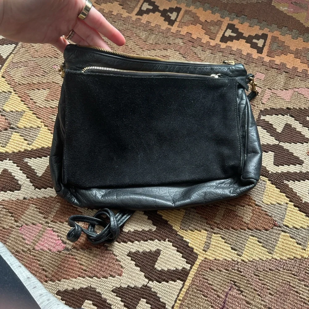 Clare V Black Leather and Suede  gosee clutch Crossbody Bag - Picture 5 of 7